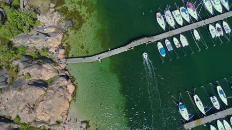 Pleasure-craft-in-marina-at-Stora-Kornö,-Lysekil,-Sweden