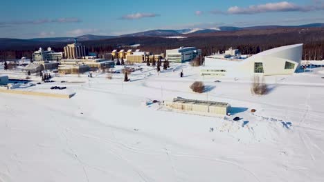 4K-Drone-Video-of-Museum-at-University-of-Alaska-Fairbanks-on-Snowy-Winter-Day