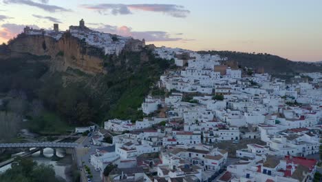 White-town-on-cliff-at-sunset