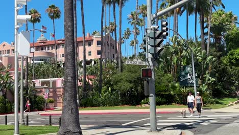 The-Famous-Beverly-Hills-Hotel-on-Sunset-Boulevard---drive-by-point-of-view