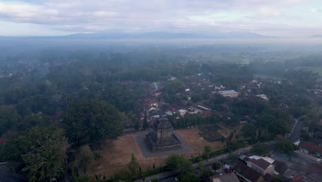 Aerial-view-of-stone-monument-of-Mendut-Temple