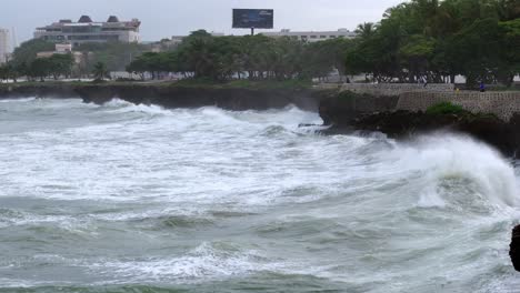 Swell-Hitting-The-Rocky-Coast-And-Cliff-During-Hurricane-In-Dominican-Republic
