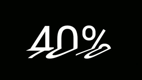 Número-Cuarenta-Por-Ciento-40%-Gráficos-De-Animación-En-Movimiento-Con-Efecto-De-Falla-Sobre-Fondo-Negro