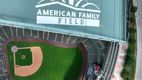 Top-down-shot-of-American-Family-Field,-home-to-the-Milwaukee-Brewers-of-the-MLB