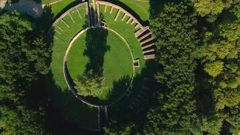 Overhead-View-of-Roman-Amphitheatre-Aquincumin-In-Budapest,-Hungary