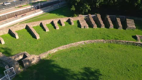Historic-Roman-Aquincum-Civil-Amphitheatre-In-City-Of-Budapest,-Hungary
