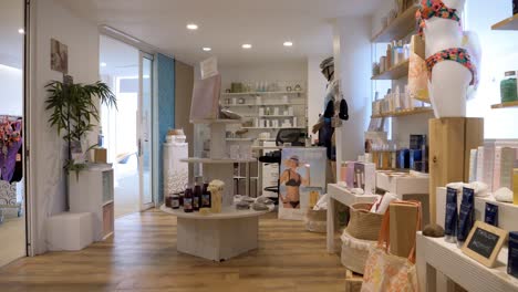Slow-dolly-shot-revealing-an-aroma-shop-within-a-luxury-spa-in-France