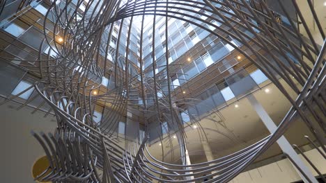 Looking-Up-At-Abstract-Artwork-Inside-European-Parliament-Building