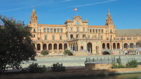 Statische-Aufnahme-Der-Plaza-De-España-In-Sevilla