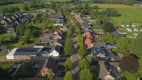 Lowering-drone-above-traditional-Dutch-village-of-Gastel-in-Brabant-province