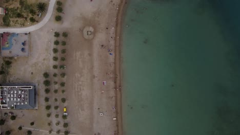 Topdown-aerial-view-of-Velika-Plaza-beach-in-Omis,-Croatia