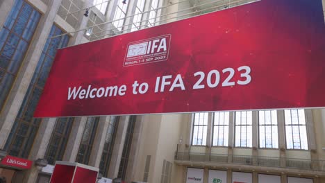 Welcome-to-IFA-2023-sign-at-the-entrance-in-Messe-Berlin
