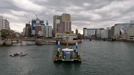 View-on-Naka-river-in-Fukuoka,-Japan