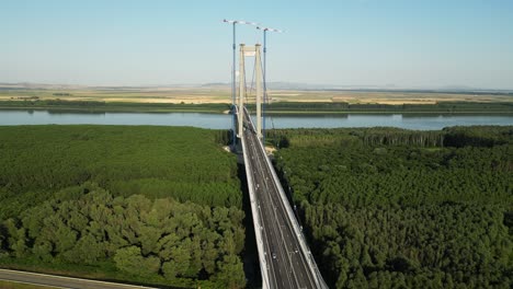 Aerial-Construction:-Panorama-of-Braila-Tulcea-Suspension-Bridge
