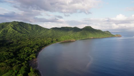 Trucking-forward-and-pedestaling-down-drone-shot-on-the-coast-of-Guanacaste-Costa-Rica