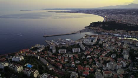 Aerial-drone-over-small-town-in-the-french-riviera