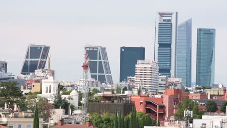 Skyscraper-office-buildings-in-the-Cuatro-Torres-business-area-financial-district,-also-named-as-Four-Towers-Business-Area,-in-Madrid,-Spain