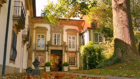 Facade-of-Casa-do-"Passadico"-in-sunny-day-in-Braga,-Portugal