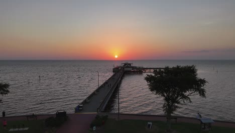 Aerial-view-of-Fairhope-Pier-at-Sunset