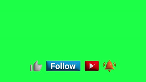 „Gefällt-Mir“-Folgen-Abonnieren-Button-3d-Isoliert-Auf-Grünem-Bildschirm