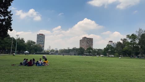 UNAM-students,-conversations-with-the-Central-Library-and-Rectory-in-the-background