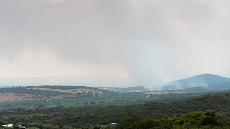 4K-Wildfire-Timelapse-video-Smoke-Large-Brush-Fire-wide-Shot-Greece-Summer