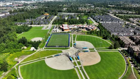 Aerial-View-Of-Yorkson-Community-Park-And-Yorkson-Creek-Middle-School-In-Langley,-BC,-Canada