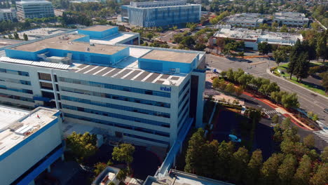 Intel-Corporation-office-buildings-in-Santa-Clara,-California---aerial-parallax