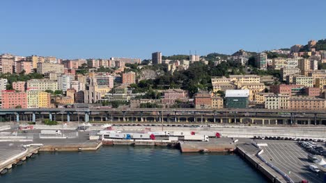 Point-of-view-of-the-skyline-cityscape-of-Genoa,-Italy