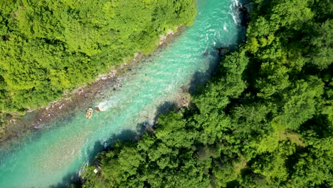 Tara-River-Rafting,-Deepest-Canyon-Europe,-Summer-Blue,-Aerial