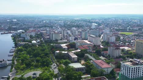 Aerial-establishing-shot-overhead-downtown-Hue-surrounded-by-small-communities