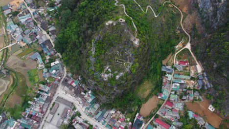 Birdseye-rotational-view-of-the-ancient-town-of-Dong-Van-in-Vietnam