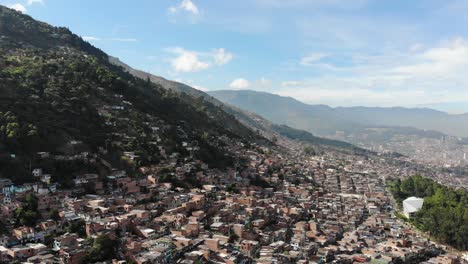 Aerial-drone-shot-over-comuna-in-Medellin-Colombia