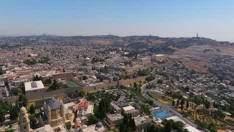 Jerusalem-old-city-quarters,-Aerial-view