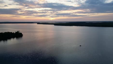 Aerial-View-Of-Lake-Rosseau-At-Dusk-In-Ontario,-Canada