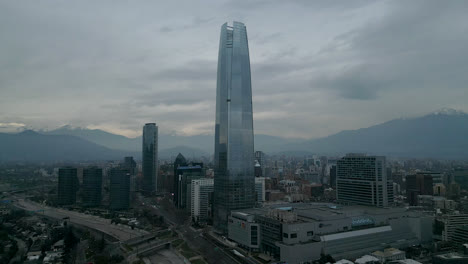 Santiago-de-Chile-Skyline-drone-view-flying-down