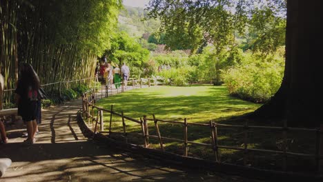 Reisende-Sonnen-Sich-In-Der-Schönheit-Des-Parks-Von-Claude-Monet-In-Giverny,-Frankreich