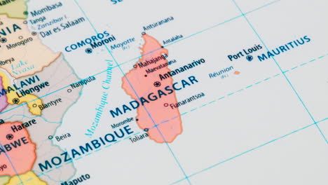 Close-up-of-the-country-word-Madagascan-on-a-world-map-with-the-detailed-name-of-the-capital-city