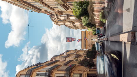 Rue-Foch-or-Foch-Street-and-the-Gate-of-Peyrou,---daytime-vertical-time-lapse