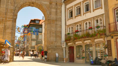 The-Arch-Of-The-New-Gate-During-Summer-In-Braga,-Northern-Portugal