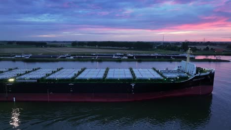 The-container-ship-Vega-Daytona-flying-under-the-Marshall-Islands,-aerial