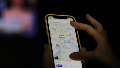 Finding-city-of-Moscow-in-Russia-location-on-smartphone-maps-application