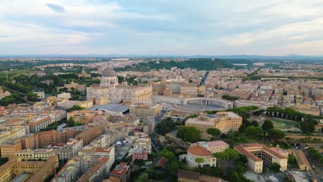 Cinematic-Establishing-Shot-of-Vatican-City,-City-State-surrounded-by-Rome,-Italy