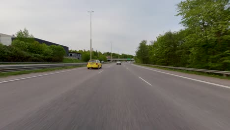 Point-of-view-footage-of-a-vehicle-travelling-at-high-speed-on-a-motorway