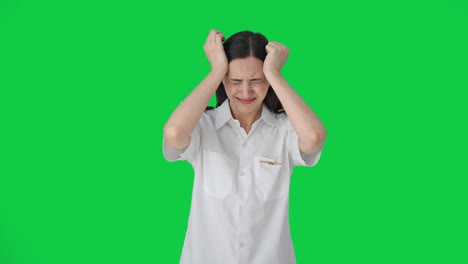Stressed-and-tensed-Indian-woman-pilot-Green-screen