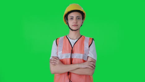 Portrait-of-Indian-female-construction-worker-Green-screen