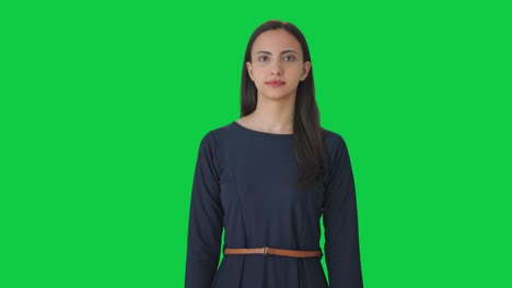 Serious-Indian-girl-looking-at-the-camera-Green-screen
