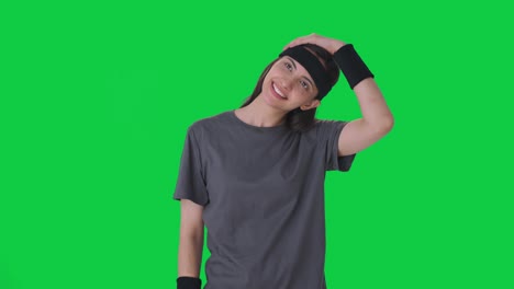 Happy-Indian-woman-doing-exercise-Green-Screen