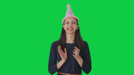 Indian-girl-singing-happy-birthday-Green-screen