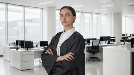 Portrait-of-Indian-female-lawyer-standing-crossed-hands